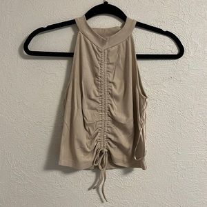 Ribbed high neck crop top